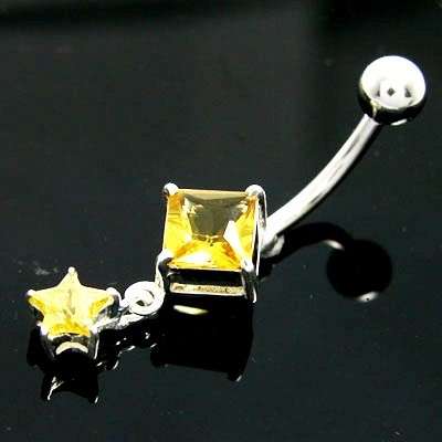 ASHA CRAFT - Canary Yellow Cubic Zirconium SS 316L Belly Ring