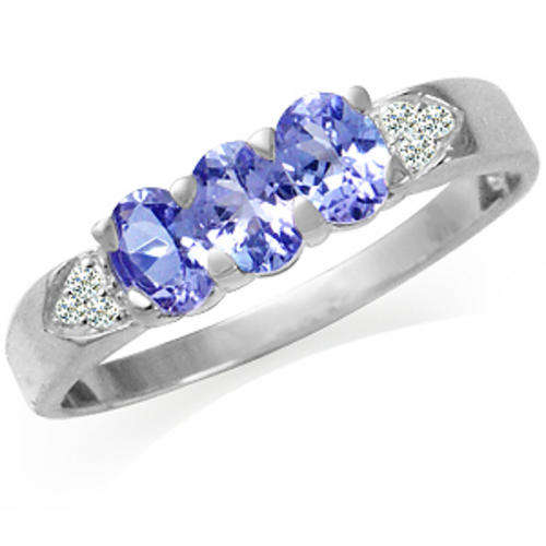 [R5000.00] ASHA CRAFT - 100% REAL 1.11ct Genuine Tanzanite and White Topaz Ring Size 7 / O
