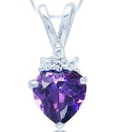 0.75ct Purple Cubic Zirconia Heart 925 Sterling Silver Pendant