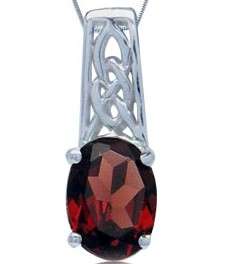 ASHA CRAFT - 0.95ct Genuine Garnet Celtic 925 Sterling Silver Pendant