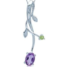 ASHA CRAFT - 100% REAL Genuine Amethyst and Peridot 925 Sterling Silver Pendant