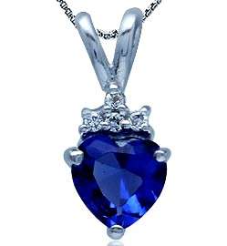 ASHA CRAFT - Heart Necklace with 0.50ct Cr. Sapphire in 925 Sterling Silver