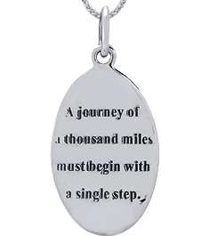 "Journey of a Thousand Miles" 925 Sterling Silver Inspirational Pendant