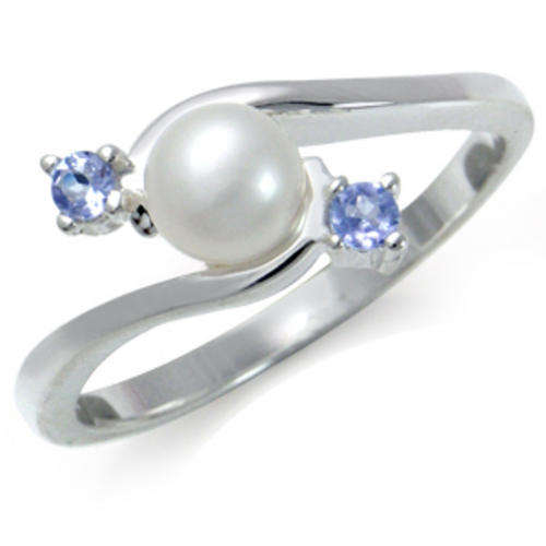 Natural Freshwater Pearl and Genuine Tanzanite Ring. Size 6 / M / 16.3mm