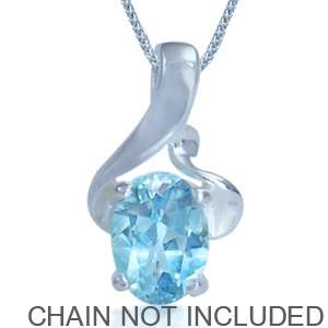 CLEARANCE SALE! 0.72ct Genuine Blue Topaz Solitaire 925 Sterling Silver Pendant