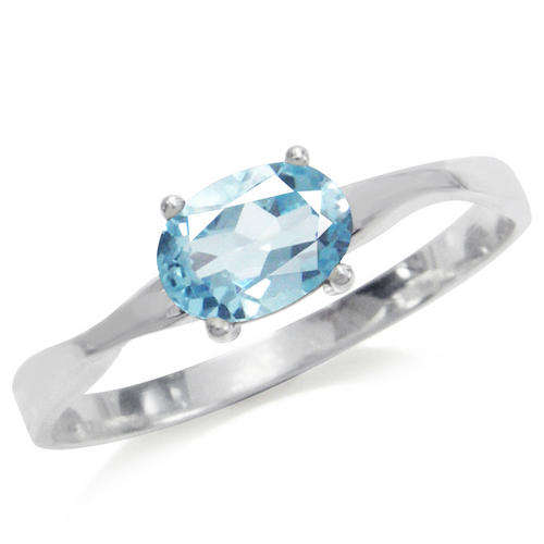 0.90ct Beautiful Blue Topaz 925 SOLID Sterling Silver Ring. Size 5 / K
