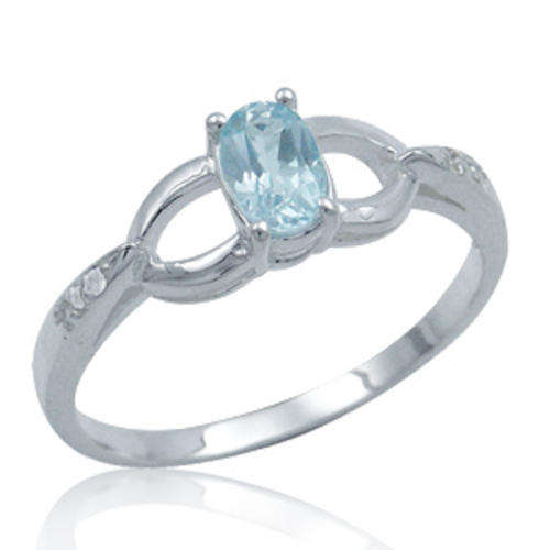 Genuine 0.58ct Ice Blue and White Topaz 925 SOLID Sterling Silver Ring. Size 5 / K