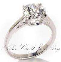 ASHA CRAFT - 2.75ct Diamond White CZ Solitaire in Genuine 925 Sterling Silver. Size 5 / K