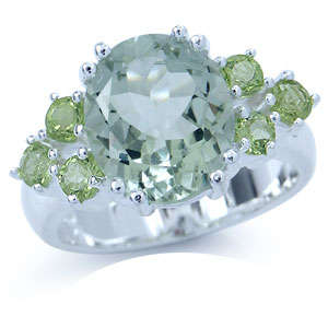 [R4864.20] 4.95ct Genuine Green Amethyst and Peridot Designer Ring. Size 7 / O