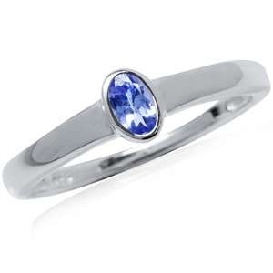 100% REAL 0.22ct Natural Tanzanite Solitaire Silver Ring. Size 7 {O}