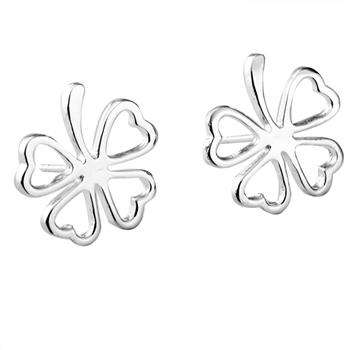 ASHA CRAFT - 925 Silver Modern Four Leaf Clover Stud Earrings