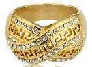 Brilliant White Crystals, Filigree Design, 18k Yellow Gold Plated Ring. Size 8.5 / R