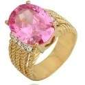 ASHA CRAFT - Huge 9.00ct Cr. Pink Sapphire Rope Design Cocktail Ring. Size 9 / S