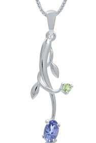 0.27ct Natural Tanzanite and Peridot Gemstone 925 Sterling Silver Pendant