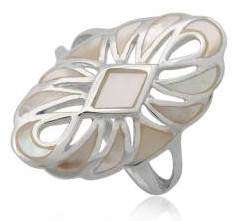 ASHA CRAFT - Genuine Mother of Pearl 925 Sterling Silver Ring. Size 8/Q