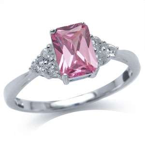 2.01ct Pink and White Cubic Zirconia 925 Sterling Silver Ring. Size 5/K