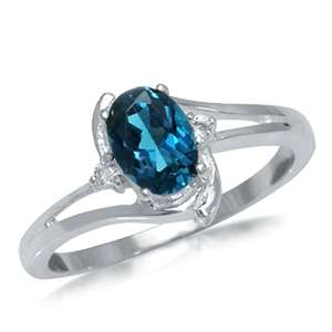 1.04ct Genuine London Blue Topaz 925 Sterling Silver Ring. Size 7.25/O