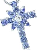 [R10190.40] Exquisite Beauty 1.10ct Genuine Tanzanite Designer Cross Pendant