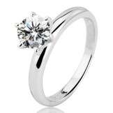 Classic 1.25ct Brilliant CZ 925 Sterling Silver Solitaire Ring. Size 7 / O