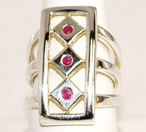 Extravagant Genuine Ruby 925 Sterling Silver Filigree Ring. Size 5.5 / L
