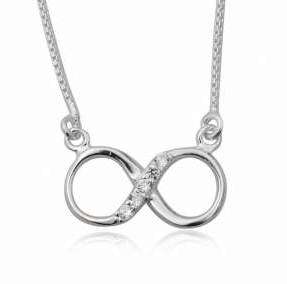 INFINITY White Cubics 925 Solid Sterling Silver Box Chain Necklace