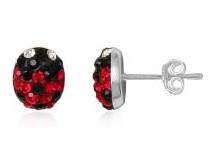 Authentic Preciosa Crystals 925 Solid Sterling Silver Ladybug Earrings