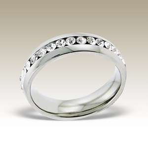 BRAND NEW Channel set CZ Comfort fit 316L SS Ring - Size 6 / M