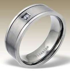 BRAND NEW Solitaire CZ Bulletproof Titanium Wedding Ring - Size 9 / S