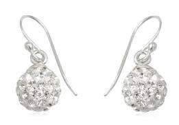 Swarovski Crystals 925 Solid Sterling Silver Earrings - Sparkling White