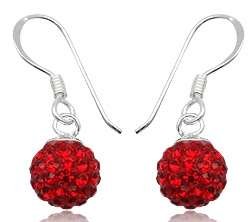 Swarovski Crystals 925 Solid Sterling Silver Earrings - Red