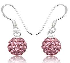 Swarovski Crystals 925 Solid Sterling Silver Earrings - Pale Pink