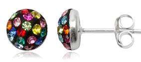 Multicolour Swarovski Crystal Studs in 925 Sterling Silver