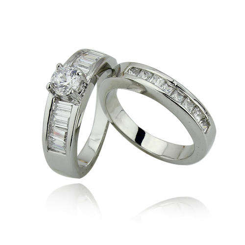 ENGAGEMENT and WEDDING RING SET - Size 7 / O