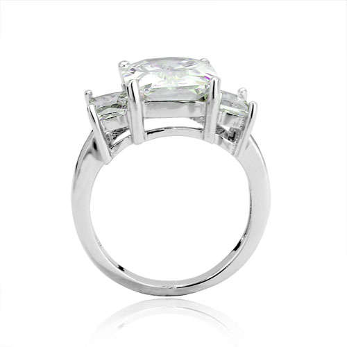 ACJ - Sparkling White CZ Rhodium Polished Ring - Size 7 / O