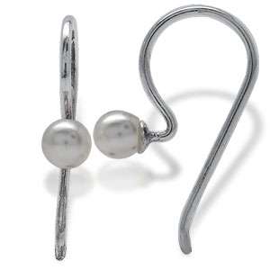 4mm White Pearl 925 Sterling Silver Dangle Earrings