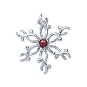 Natural Garnet 925 Sterling Silver Snowflake Pendant