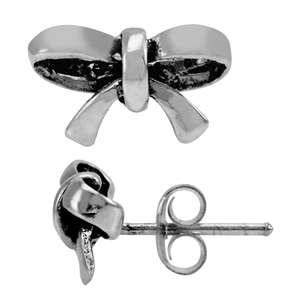 925 Sterling Silver RIBBON/BOW Stud Earrings