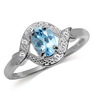 **Designer Style** 1.01ct. Natural Blue & White Topaz Gemstone Ring. Size 6 / M