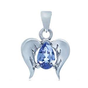 GENUINE TANZANITE!!! 0.40ct Angel Wings 925 Sterling Silver Pendant