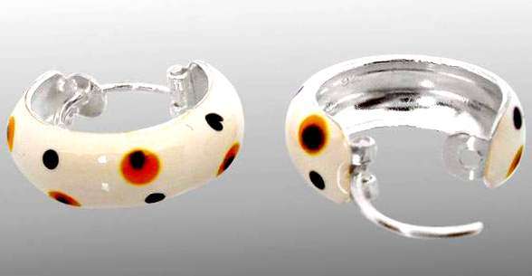 ACJ - White Enamel 925 Sterling Silver Huggie Hoop Earrings