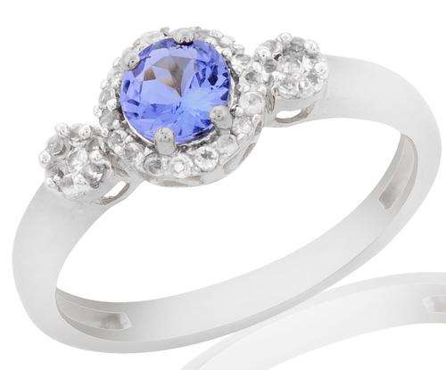 [R5142.60] Genuine 0.50ct Tanzanite and Topaz Engagement Ring. Size 7 / O - IN STOCK!!
