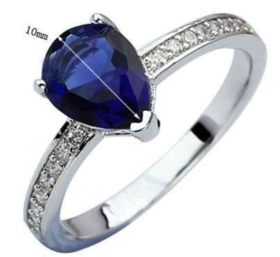 ACJ - Enchanting Cr. Blue Sapphire 14kt Gold-filled Dress Ring - Size 8 / Q