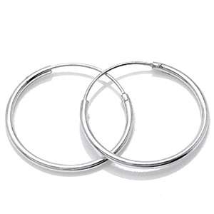 20*1.2mm Hoop Earrings 925 Sterling Silver - GUARANTEED REAL SILVER!