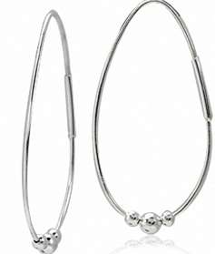 45mm Oval Hoop w/ball Earrings 925 Sterling Silver - GUARANTEED REAL SILVER!