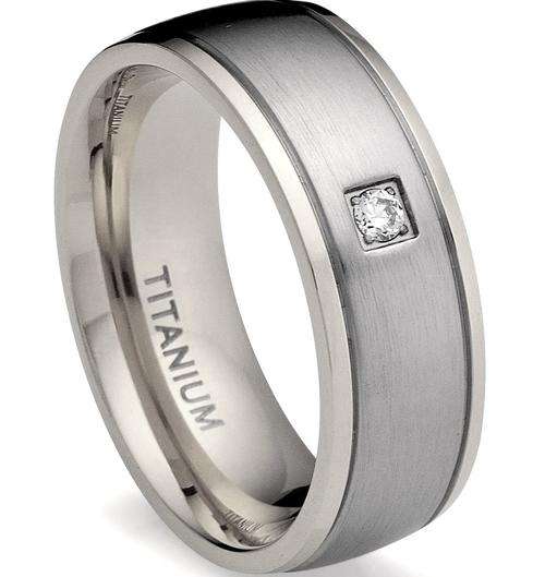 SOLID Bulletproof Titanium CZ Wedding Ring - Size 10 / U