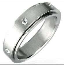 316L Authentic Stainless Steel CZ Eternity Spinner Ring - Size 9 / R+