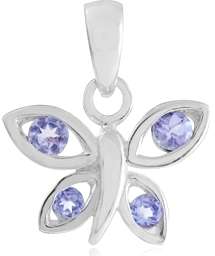 Authentic 0.24ct Natural Tanzanite 925 Sterling Silver Pendant - Dragonfly