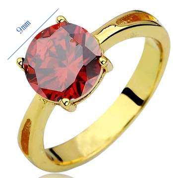Stunning 2.75ct Red Ruby Crystal 18krgp Cocktail Ring. Size 6 / M / 16.3mm