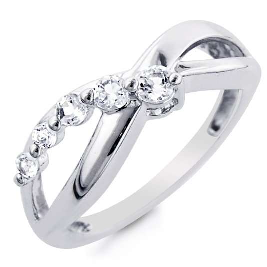 925 Sterling Silver Simulated Diamond Journey Ring. Size 7 / O / 17.3mm