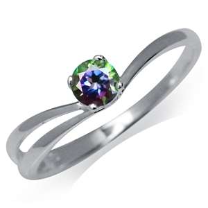 0.20ct Genuine Mystic Topaz 925 Sterling Silver Ring. Size 5 / K